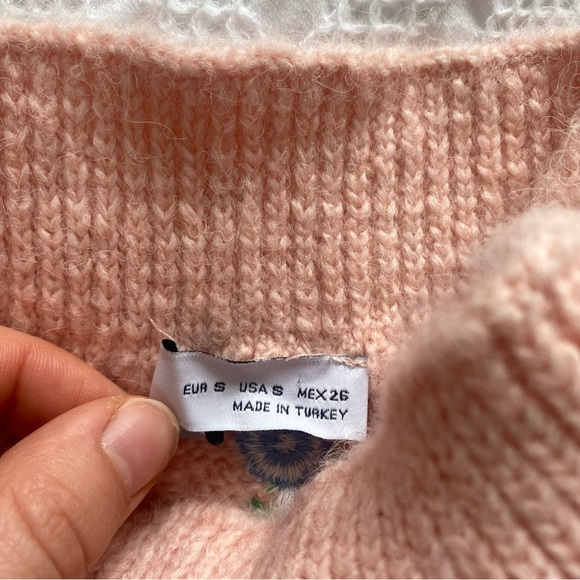 Zara Light Pink Floral Cable Knit Tube Top - Picture 3 of 6